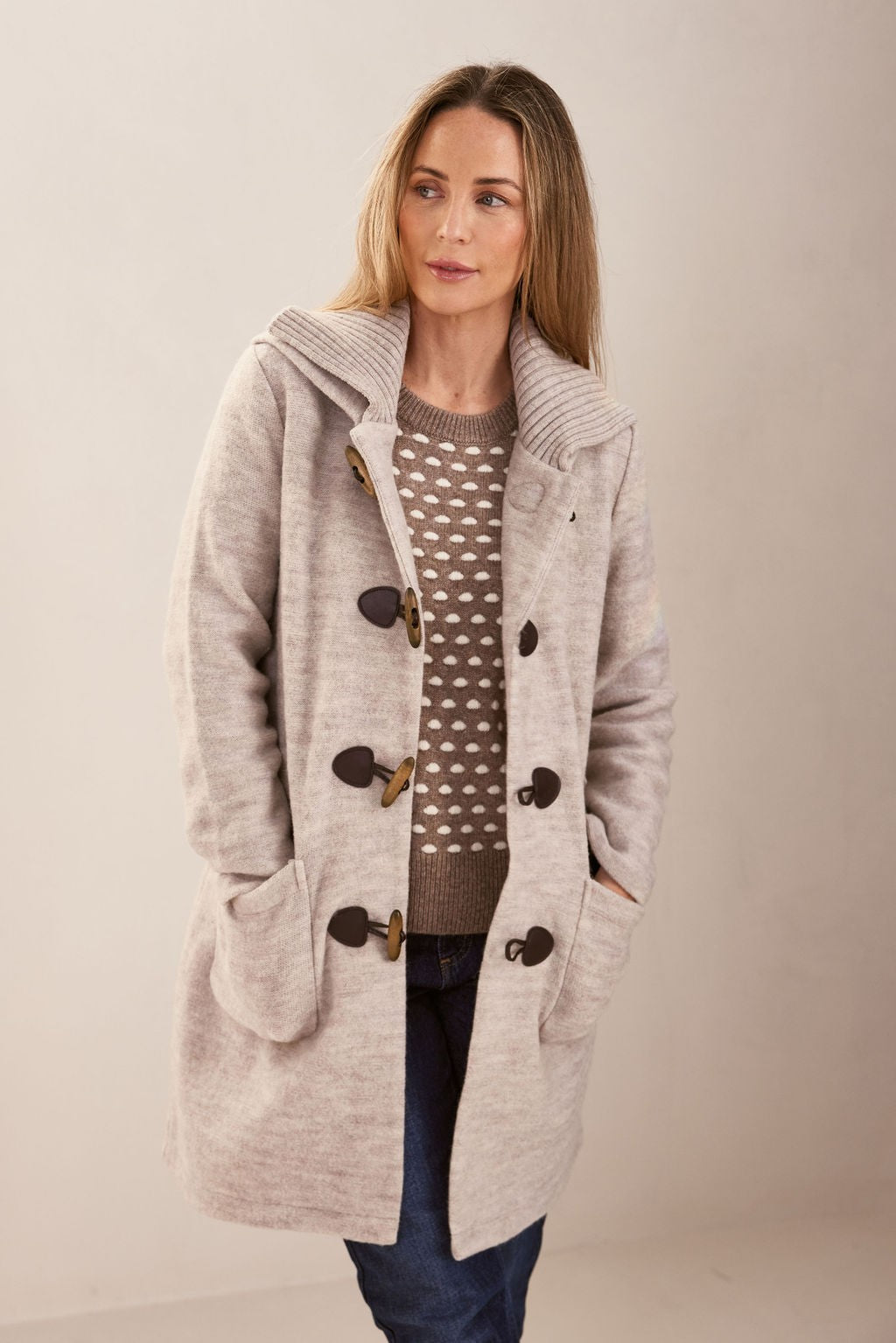 See Saw Boiled Wool Duffle Coat - Natural