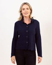 Load image into Gallery viewer, See Saw Boiled Wool Ruffle Trim Jacket - Navy
