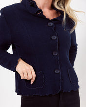 Load image into Gallery viewer, See Saw Boiled Wool Ruffle Trim Jacket - Navy
