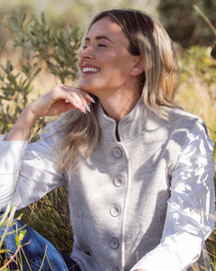 See Saw Boiled Wool High Collar Vest - Natural