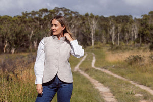 See Saw Boiled Wool High Collar Vest - Natural