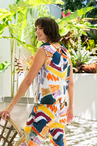 See Saw Linen Blend 7/8 Flat Front Pant - Abstract
