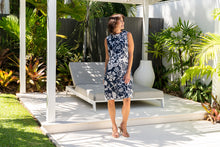 Load image into Gallery viewer, See Saw Linen Cowl Neck Dress - Navy Vine Print
