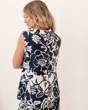 Load image into Gallery viewer, See Saw Linen Cowl Neck Top - Navy Vine Print
