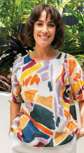 See Saw Linen/Tencel Shirt - Abstract