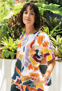 See Saw Linen/Tencel Shirt - Abstract