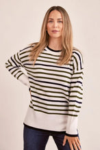 Load image into Gallery viewer, See Saw Merino Wool Stripe Jumper - Khaki/Cream/Navy
