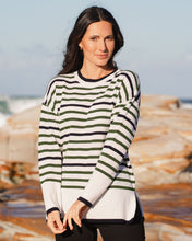 Load image into Gallery viewer, See Saw Merino Wool Stripe Jumper - Khaki/Cream/Navy
