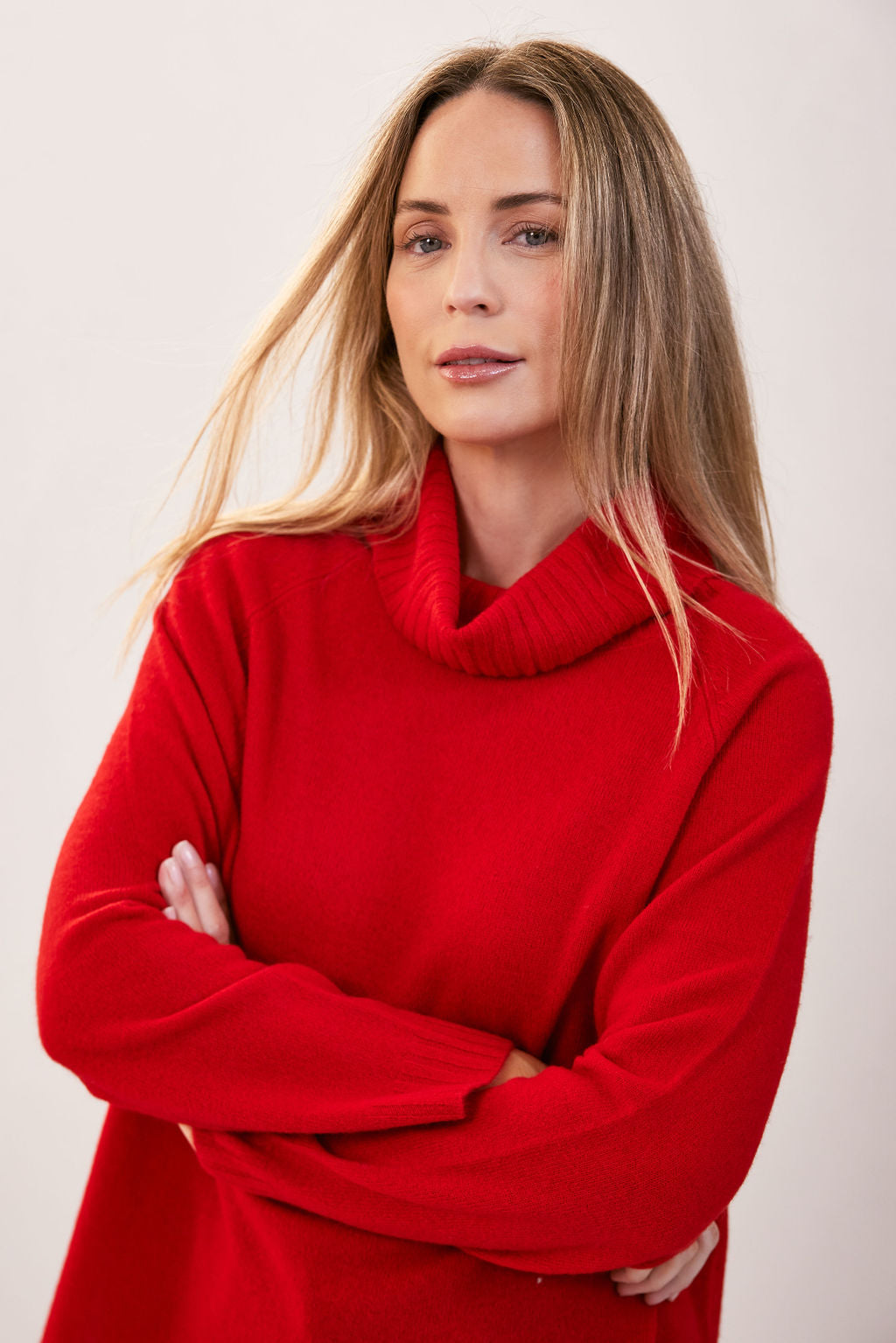 See Saw Merino Wool Roll Neck Jumper - Red