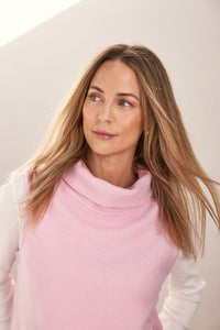 See Saw Boiled Wool Cowl Neck Vest - Blush