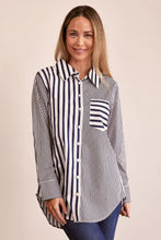 Load image into Gallery viewer, See Saw Cotton 2 Way Stripe Shirt - Navy/White
