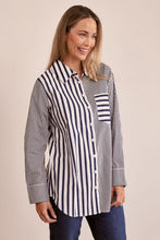 Load image into Gallery viewer, See Saw Cotton 2 Way Stripe Shirt - Navy/White

