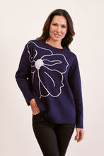 Load image into Gallery viewer, See Saw wool blend Floral Design Jumper - Navy
