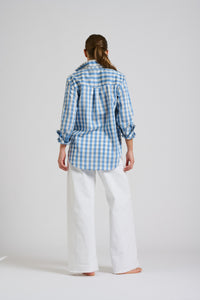 Shirty Girlfriend Relaxed Shirt - Pale Blue Gingham