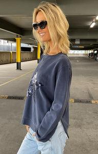 Sophie Moran Zip Star Sweatshirt - Navy/Navy Sequin