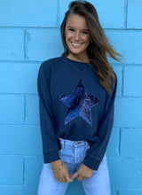 Load image into Gallery viewer, Sophie Moran Zip Star Sweatshirt - Navy/Navy Sequin
