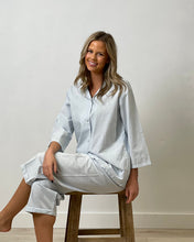 Load image into Gallery viewer, Cotton Pyjamas 3/4 Set - Pale Blue Pin Stripe
