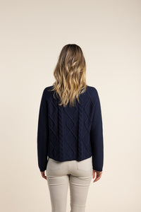 Two T's Cotton Cable Jumper - Navy