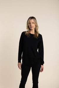 Two T's Scoop Hem Jumper - Black