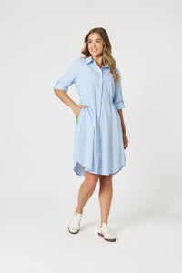 Threadz Skyler Stripe Dress - Blue/White