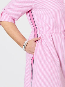 Threadz Skyler Cotton Stripe Dress - Pink stripe