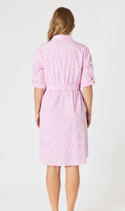 Threadz Skyler Cotton Stripe Dress - Pink stripe