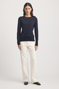 Toorallie Fine Merino L/S Crew - Navy