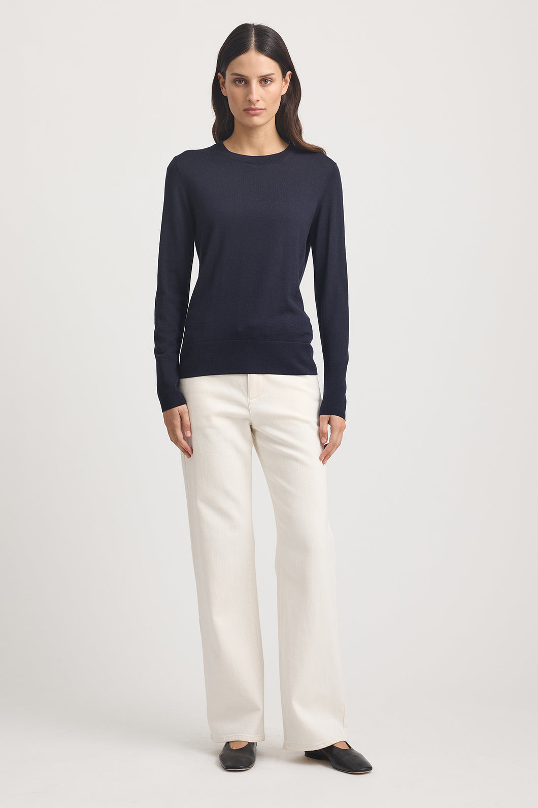 Toorallie Fine Merino L/S Crew - Navy