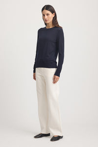 Toorallie Fine Merino L/S Crew - Navy