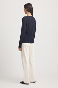 Toorallie Fine Merino L/S Crew - Navy