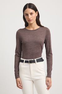 Toorallie Fine Merino L/S Crew Tee - Mocha
