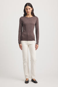 Toorallie Fine Merino L/S Crew Tee - Mocha