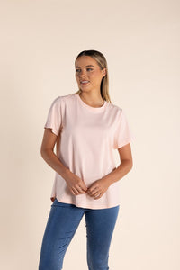 Two T's Cotton Crew Neck T Shirt - Rose Pink