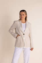 Load image into Gallery viewer, Two T&#39;s Linen Blend Blazer - Natural &amp; White Trim
