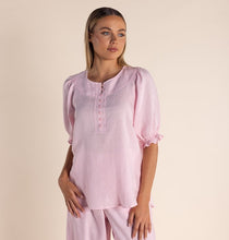 Load image into Gallery viewer, Two T&#39;s Linen Yoke Blouse - Pink Rose
