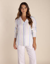 Load image into Gallery viewer, Two T&#39;s Candy Stripe Top with shirred Cuffs
