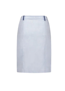 Vassalli Knee Length Skirt with Contrast Buttons - Sky Blue