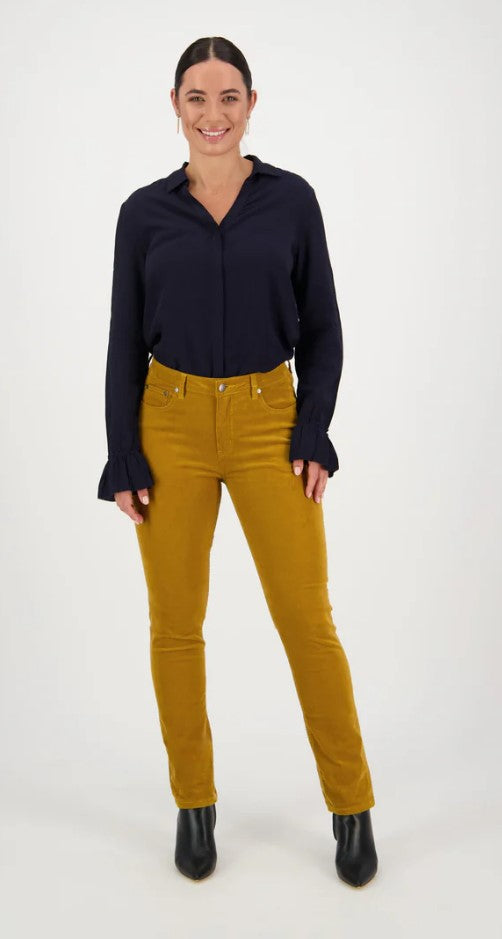 Vassalli Narrow Leg Pinwale Cord Pant - Mustard