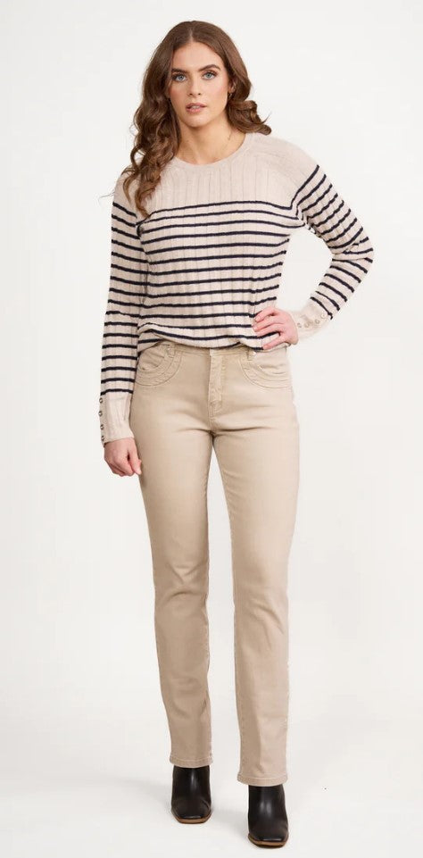 Vassalli Slim Leg Jean - Oat Denim
