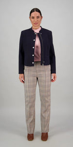 Vassalli Zip up Jacket with button detail - Navy Marle