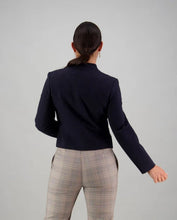 Load image into Gallery viewer, Vassalli Zip up Jacket with button detail - Navy Marle
