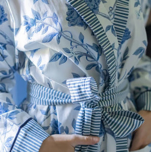 Versailles Blue Cotton Robe - Blue