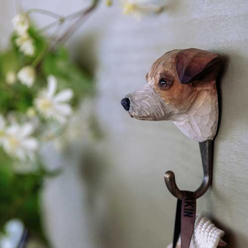 Hand Carved Wall Hook - Jack Russell