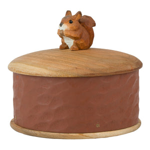 Handmade Round Wooden Box - Squirrel