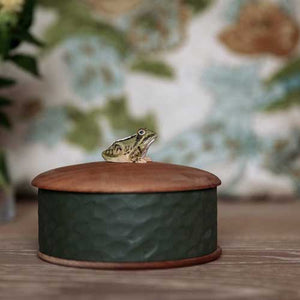 Handmade Round Wooden Box - Frog