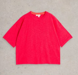 White Stuff Kate Linen Blend Tee - Bright Pink