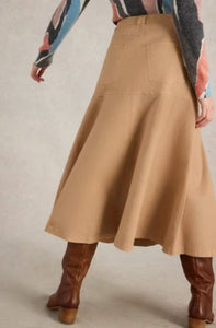 White Stuff Quinn Midi Skirt - Dark Natural