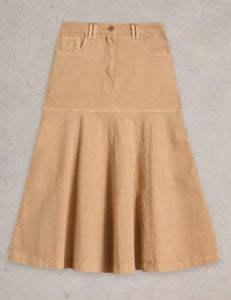 White Stuff Quinn Midi Skirt - Dark Natural