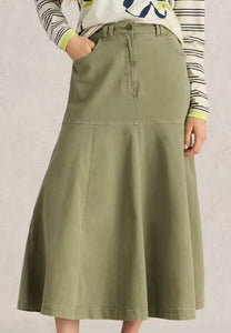 White Stuff Quinn Midi Skirt - Khaki