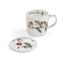 Load image into Gallery viewer, Royal Worcester Wrendale Mug &amp; Coaster Set - Winter Mice
